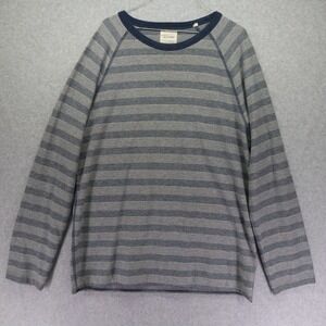 Billy Reid Shirt Mens XL Casual Crew Neck Casual Blue Gray‎ Striped Long Sleeve
